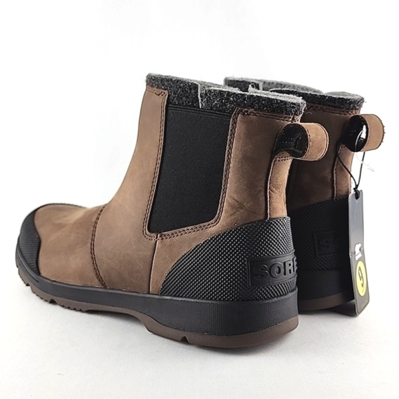 SOREL Men's Ankeny Chelsea Slip On Brown Waterproof Leather Short Boots Size 9 - Picture 5 of 16